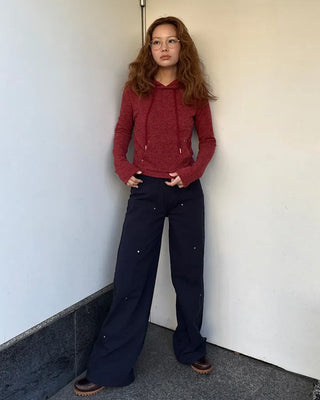 Side Yoke Wide Cotton Pants