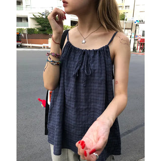 Checked Shirred Camisole