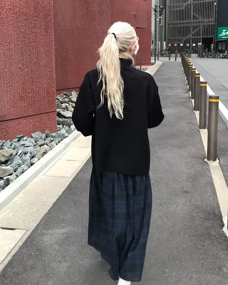 Asymmetrical pleated knit zip-up