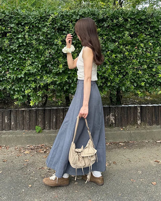 Knit halter neck gathered camisole