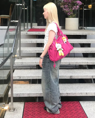 Wide denim pants