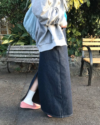 Long denim skirt