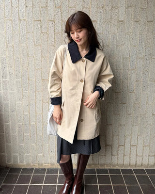 Loose-fit half trench coat