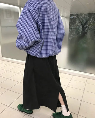 Gingham check half-zip pullover
