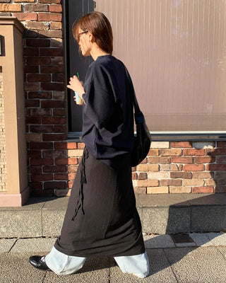 Layered long wrap skirt