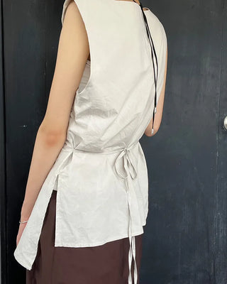 Shirred sleeveless blouse