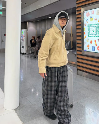Big check wide pants