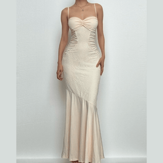 Ruched backless sweetheart neck cami maxi dress