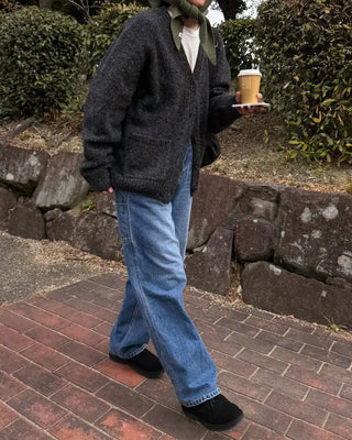 Melange wool loose-fit cardigan
