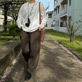 (Unisex) Big Pocket Nylon Easy Pants