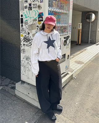 Loose-fit star hooded parka