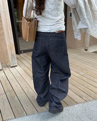 Slit denim pants