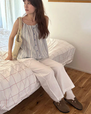 Striped button blouse
