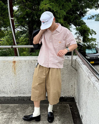 Pintuck Cotton Bermuda Shorts