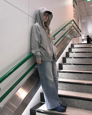 Asymmetrical zip-up hoodie