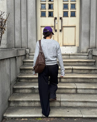 Sleeve Button V-Neck Long T-Shirt