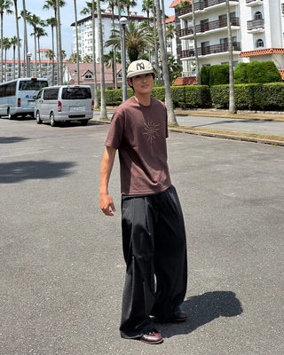 Pinstripe two-pleat slacks