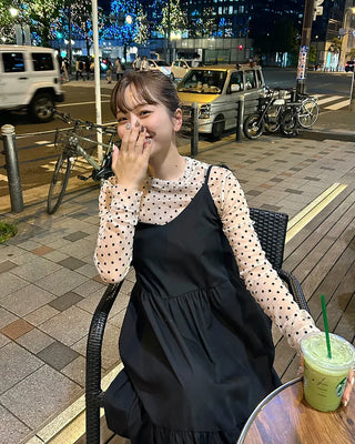 Polka Dot See-Through Long Sleeve T-Shirt