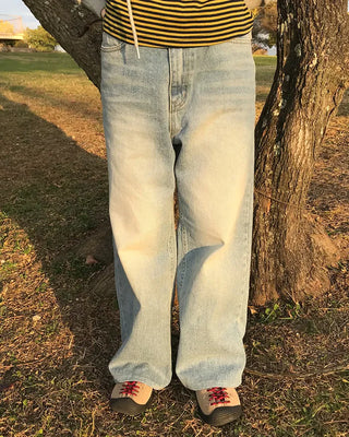 Semi-straight denim pants