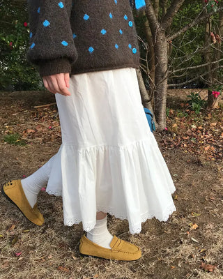Lace frill long skirt