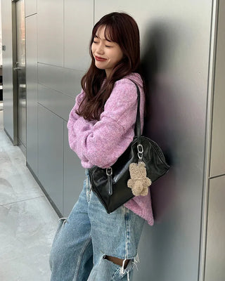 Square buckle belt shoulder bag