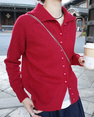 Zip-button knit cardigan