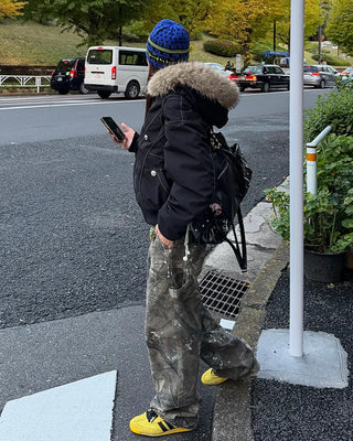 Raccoon fur hooded jacket