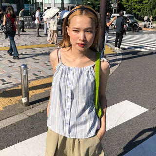 Striped button camisole
