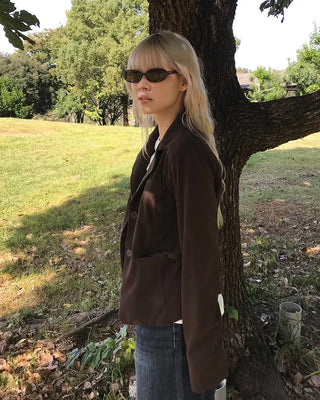 Corduroy short tailored jacket