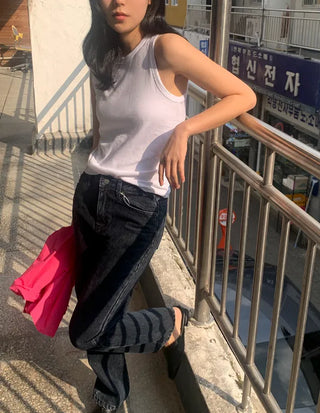 Straight denim pants