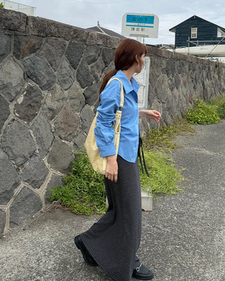 Striped strap long skirt