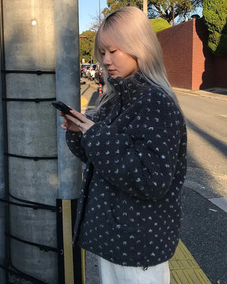 Dot fleece zip-up