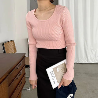 U-neck ribbed knit