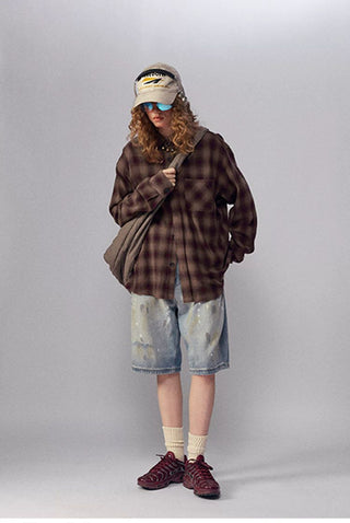 [Monterest] Oversized Yarn-Dyed Plaid Shirt