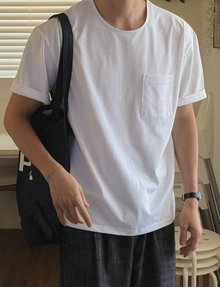 Solid Pocket Short Sleeve T-shirt (2 colors, M~L)