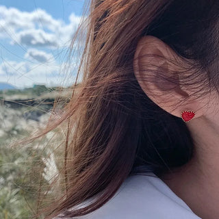 Red heart earrings