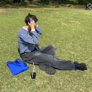 Two-tone striped long-sleeved T-shirt