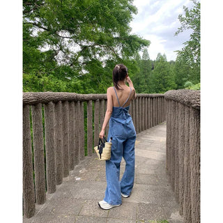 Denim bustier jumpsuit