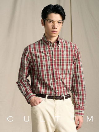 [CULTUM] Brushed Cotton Plaid Button-Down Shirt