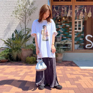 Pleated banded long skirt