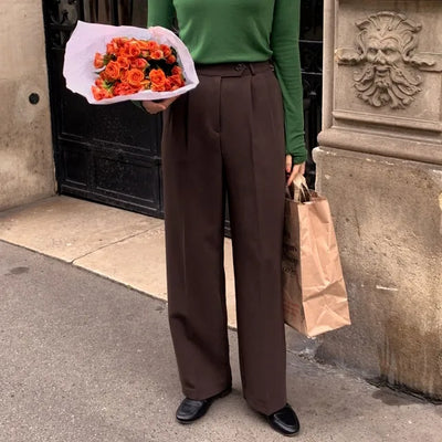 Dear Semi-Wide High-Waisted Pintuck Slacks
