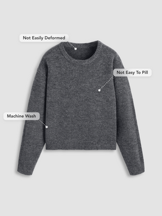 Round Neck Knitted Long Sleeve Sweater
