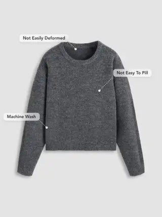 Round Neck Knitted Long Sleeve Sweater