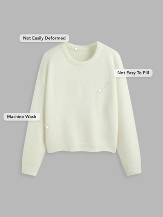 Round Neck Knitted Long Sleeve Sweater