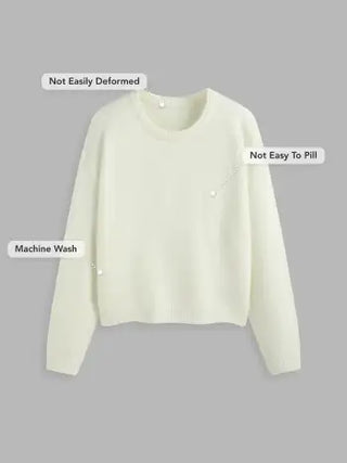 Round Neck Knitted Long Sleeve Sweater