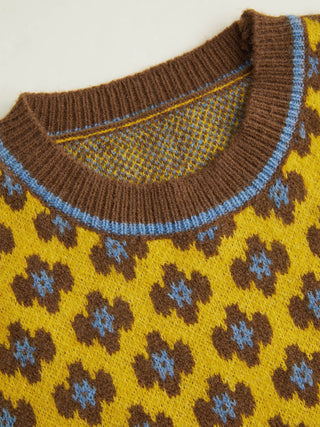 Geometric Contrasting Binding Knitted Crop Vest