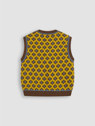 Geometric Contrasting Binding Knitted Crop Vest