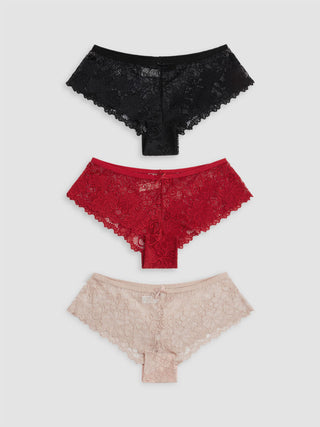 3pcs Lace Middle Waist Brief