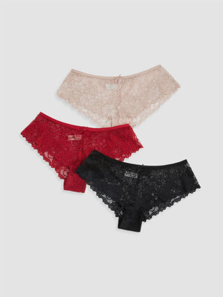 3pcs Lace Middle Waist Brief
