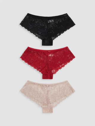 3pcs Lace Middle Waist Brief